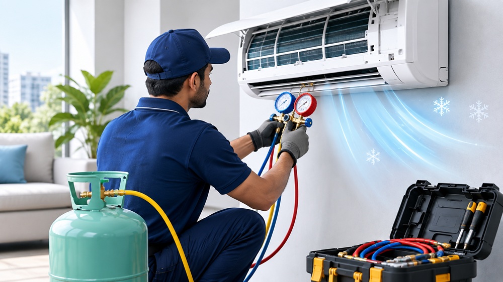 A/C gas refilling service